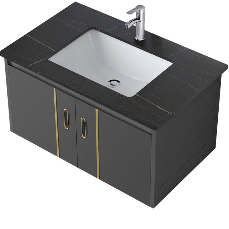 Bathroom Sink Vanity Rectangular Ceramic Sink Drawers Mirror Vanity with Faucet