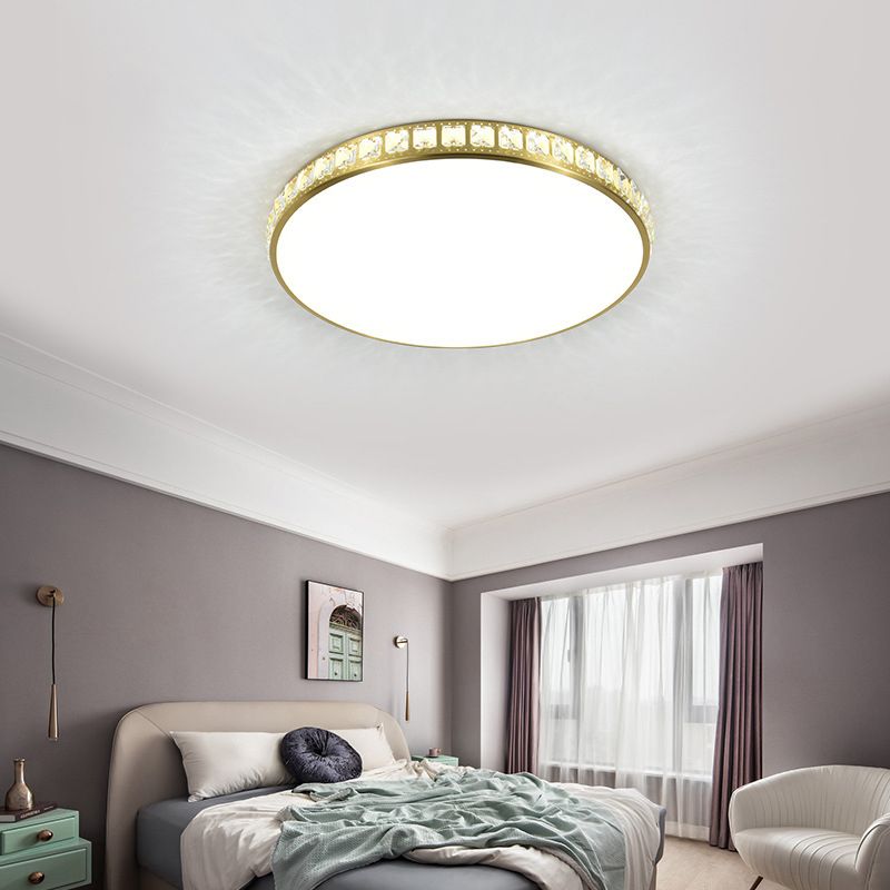 Modern Flush Light Gold Ceiling Lighting with Crystal for Bedroom