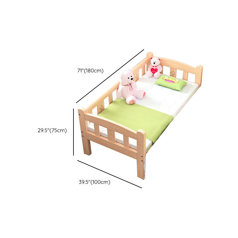 Modern Solid Wood Standard Bed Low Open-Frame Kids Bed with Guardrail