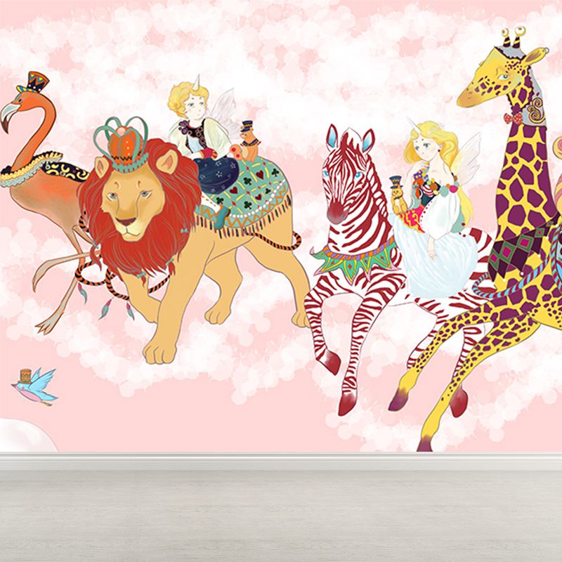 Delightful Cartoon Animals Wall Mural for Kids Room Spring Wall Decor, Customised