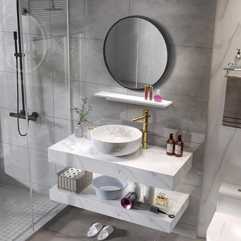 Contemporary Vanity Sink Wall-Mounted Bathroom Vanity Cabinet with Mirror