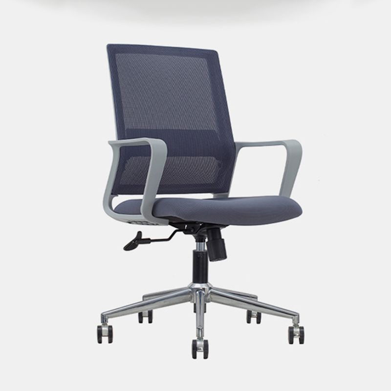 Modern Desk Chair Swivel Mesh Computer Chair in Gray Mid-Back Chair with Wheels