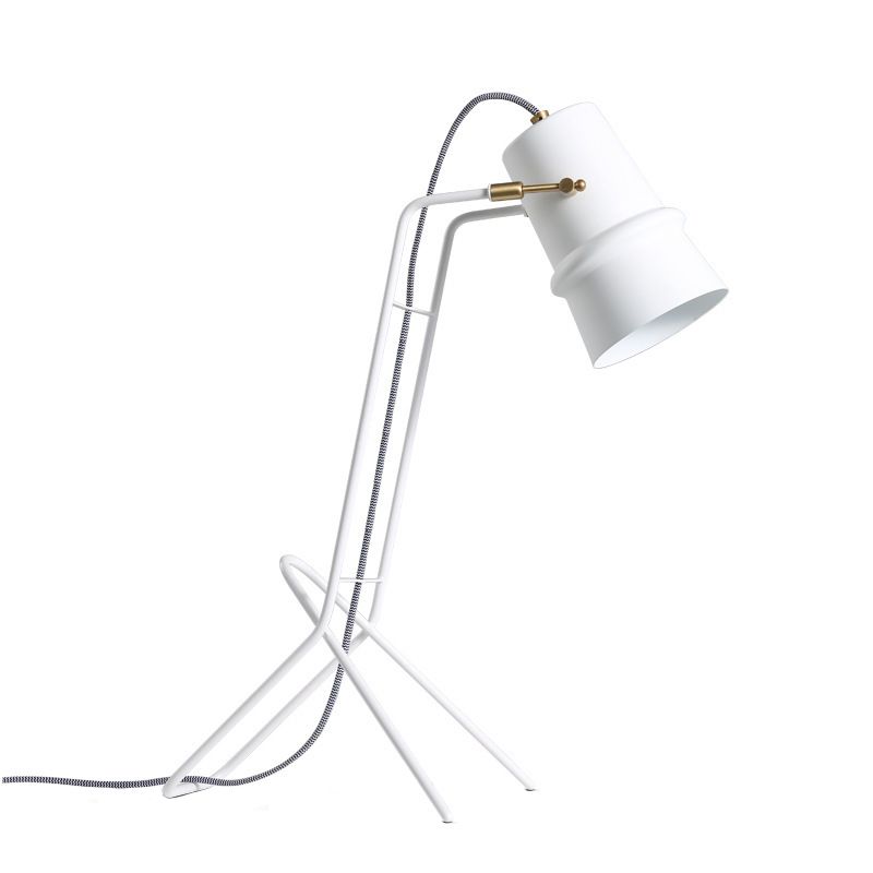 Cup Shape Table Lighting Minimalism Metallic Single White Finish Desk Lamp with Frame Base for Bedroom