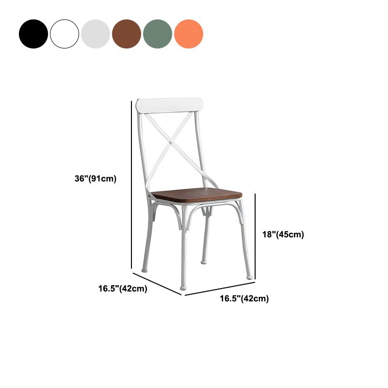 Industrial Cross Back Side Chair Metal Armless Dining Chair for Brasserie