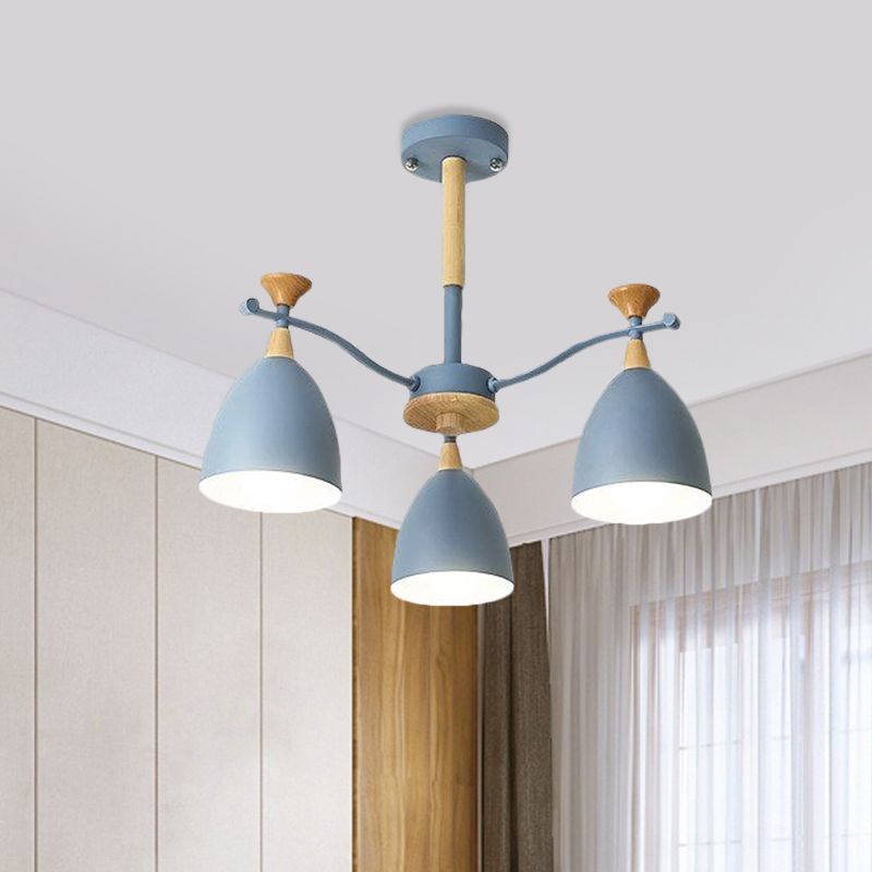 Contemporary Cone Chandelier Pendant Light Metal 3/6/8 Lights Hanging Ceiling Light in Grey/White/Green for Bedroom