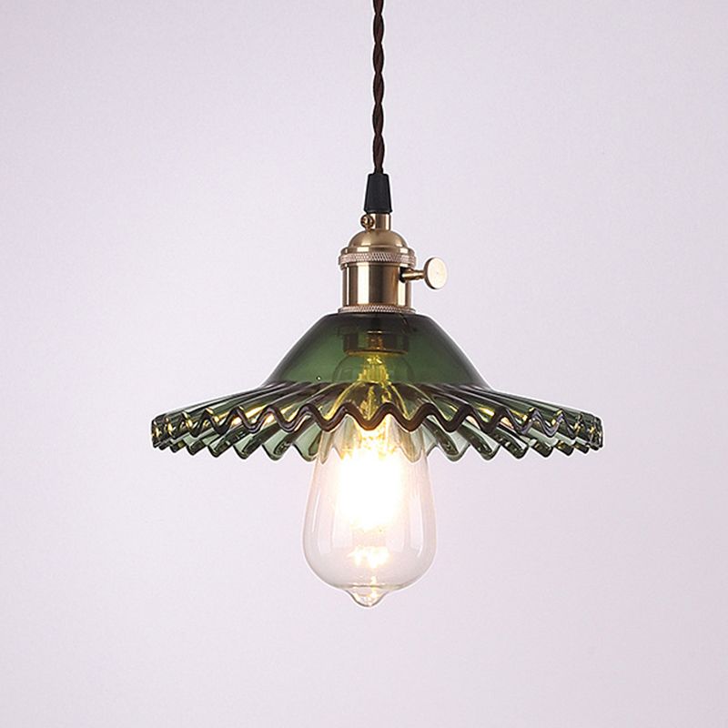 1 Light Flared Hanging Ceiling Lights Industrial Style Glass Pendant for Clothing Store