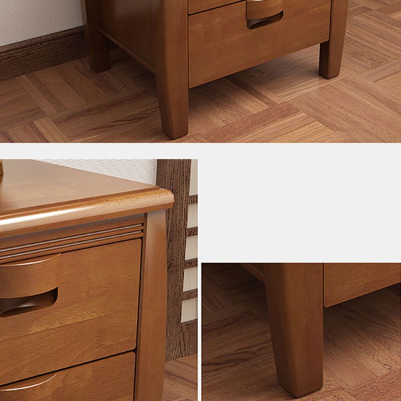 Solid Wood Nightstand Contemporary Bedside Cabinet with 2 Drawers