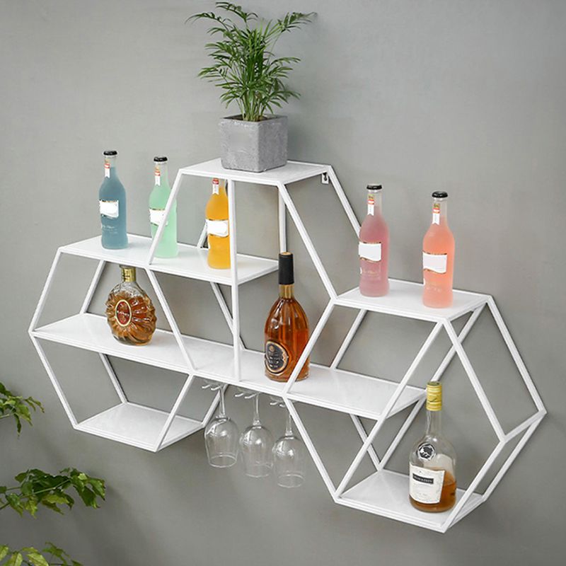 Contemporary Wall Mounted Wine Rack Iron Wine Shelf for Kitchen