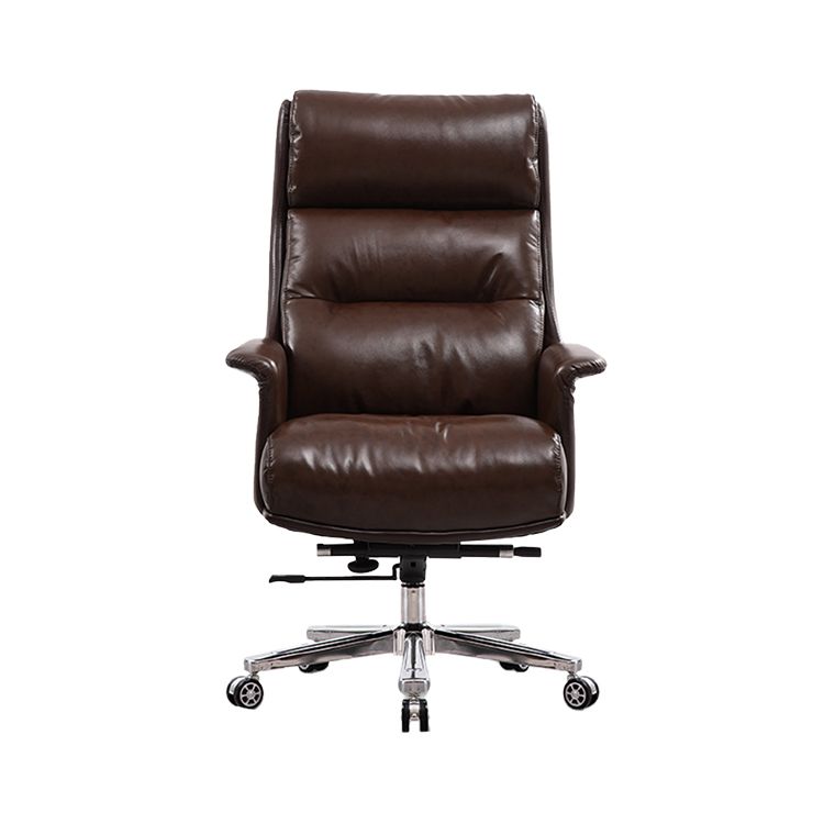 Modern Faux Leather Desk Chair Padded Arms Task Chair with Wheels