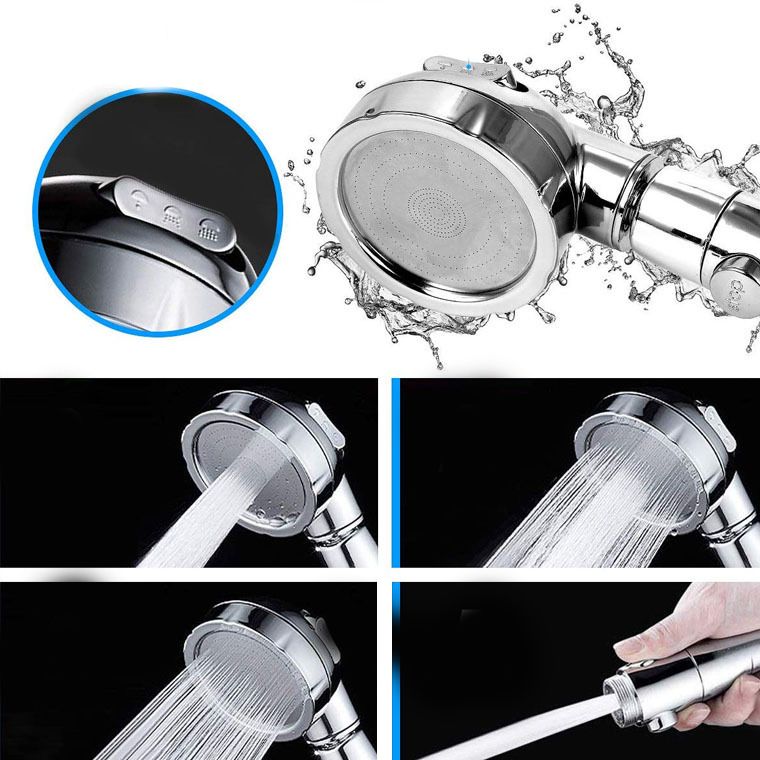 Contemporary Handheld Shower Head Silver 3-Spray Patterns Wall-Mount Showerhead