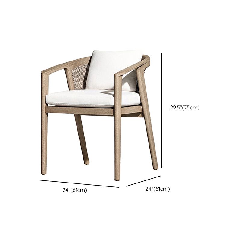 Contemporary Solid Wood Dining Armchair Open Back Outdoor Chair