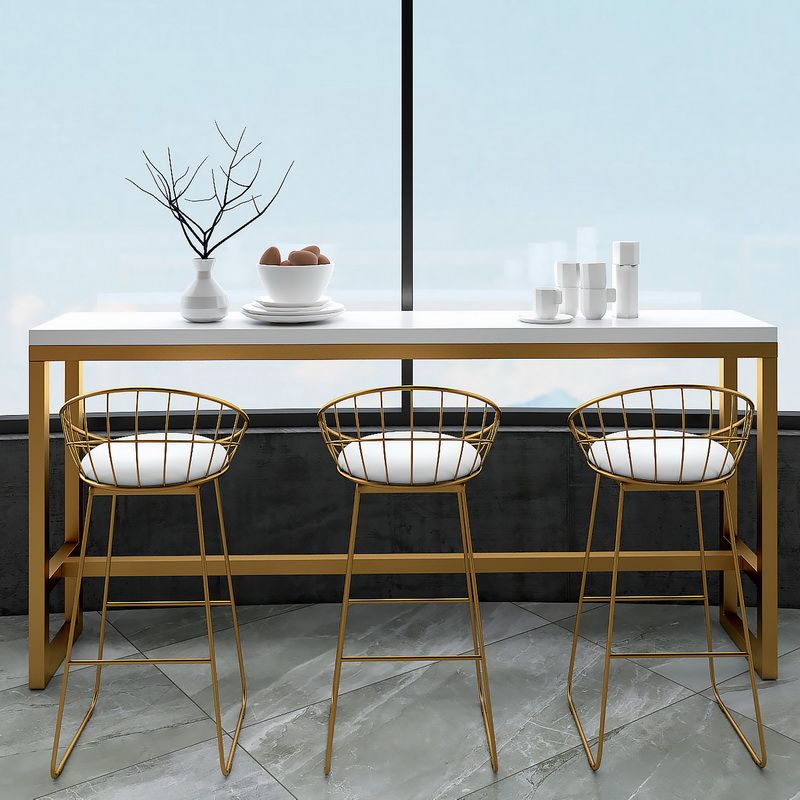 White Glam Style Bar Table in Metal and Wood Bar Indoor Bar Counter