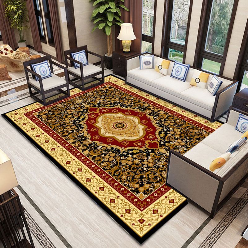 Persian Moroccan Tile Rug Polyester Carpet Non-Slip Backing Area Rug for Home Decoration