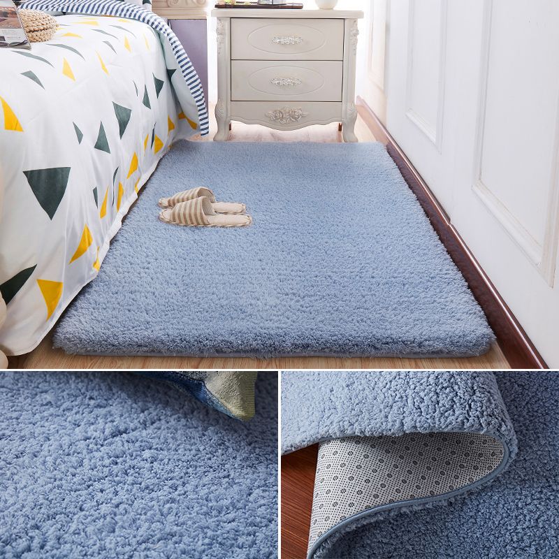 Modern Bedroom Rug Multi Color Solid Color Area Rug Cotton Blend Non-Slip Backing Easy Care Pet Friendly Carpet