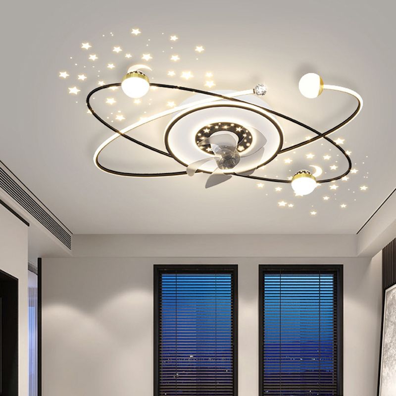 Oval Shape Metal Ceiling Fans Modern Style 8-Lights Ceiling Fan Fixtures