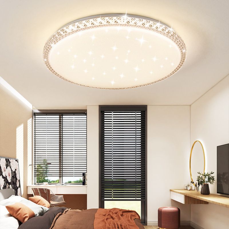 Contemporary Ceiling Light White LED Flush Mount Light for Living Room