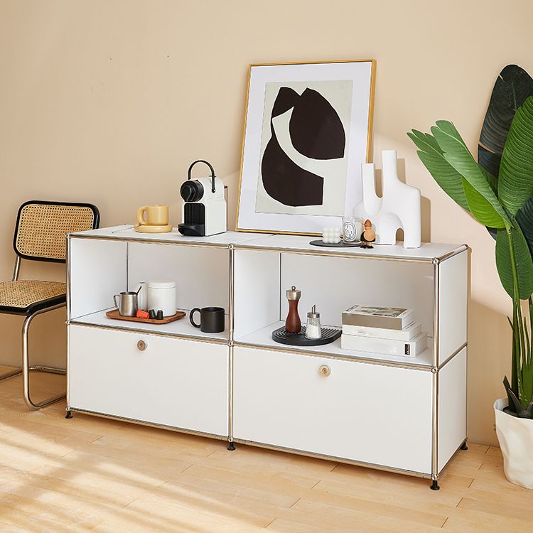 White Colour Metal Sideboard Contemporary Style Storage Dining Sideboard