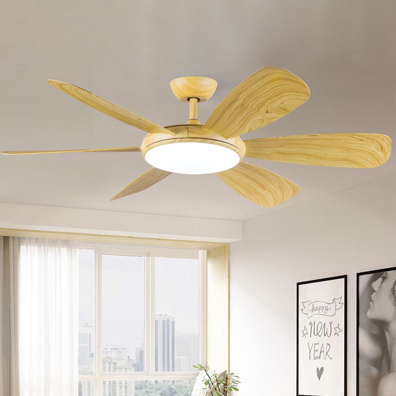 Bleu / bois LED Plafond Fan Lampe de lampe moderniste acrylique rond 6 lames semi-flushmount, 42 "W