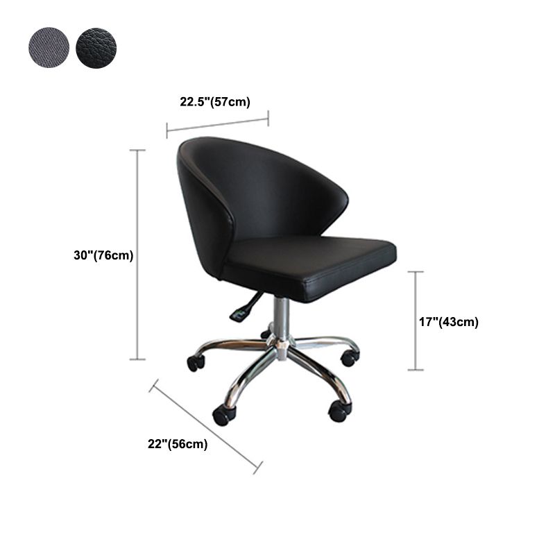 Modern Armless Black Office Chair  Height-adjustable Chair with Wheels