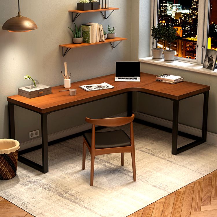 29.25 Inch Height Contemporary Office Desk L-Shape Solid Wood Writing Desk