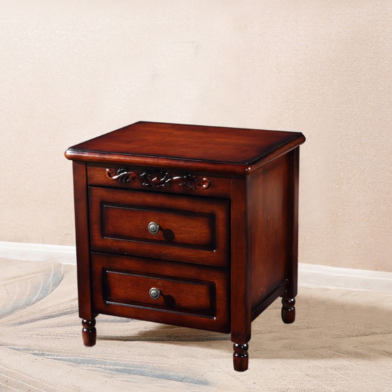 17.5"W X 20"H Traditional Nightstand Rubber-wood Night Table for Living Room