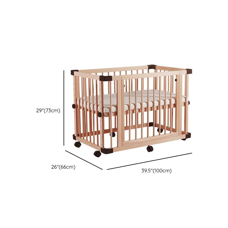 Convertible Baby Crib Solid Wood Nursery Bed with Adjustable Height