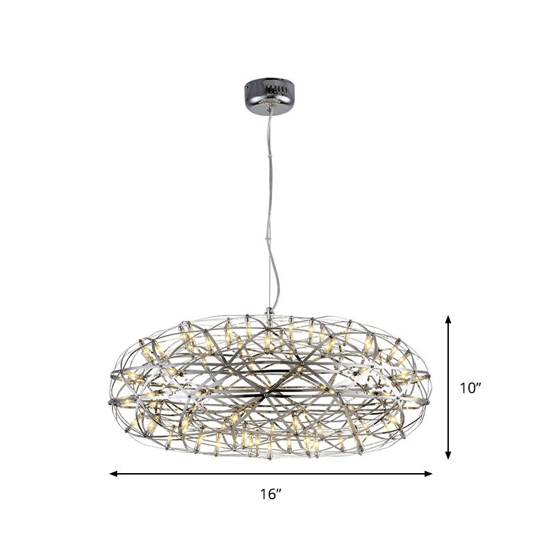 Chromscheibenförmige Kronleuchterlampe moderne 16 "/21" W LED Edelstahl hängen Licht in warmem/weißem Licht