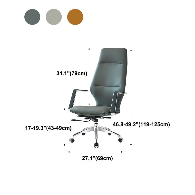 Mid / High Back Office Chair Fixed Arm Leather Task Chair with Metal Base