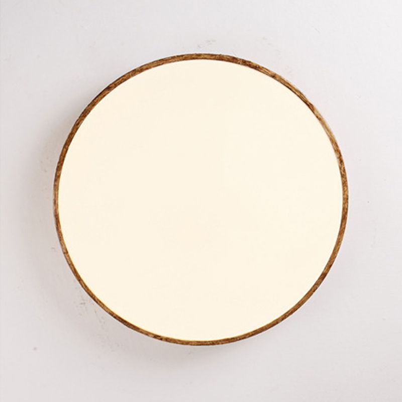 Resin and Acrylic Flush Mount Round LED Ceiling Flush in White / Wood Finish