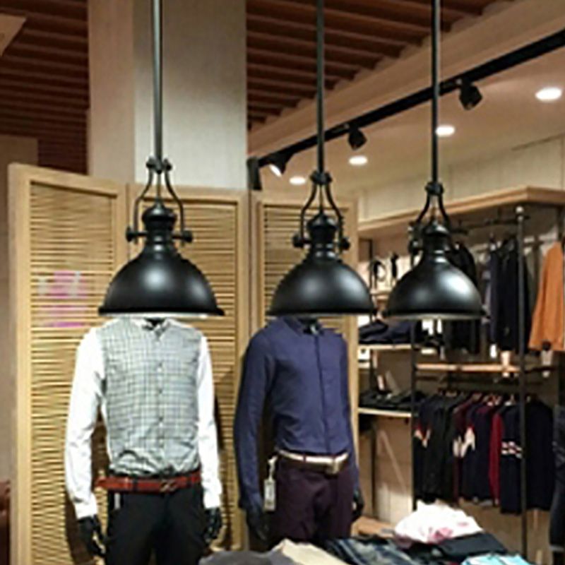 Single Light Industrial Hanging Lamps with Dome Shade for Kitchen Restaurant