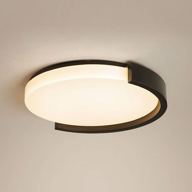 Contemporary White/Black Single Flush Mount Lighting LED Ceiling Light