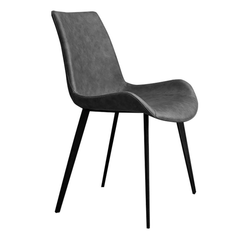 Modern Faux Leather Dining Chairs Metal Armless Dining Chair for Home Use