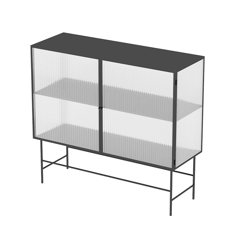 Modern Steel Curio Cabinet 13.5" W Standard Black Cabinet for Dining Room