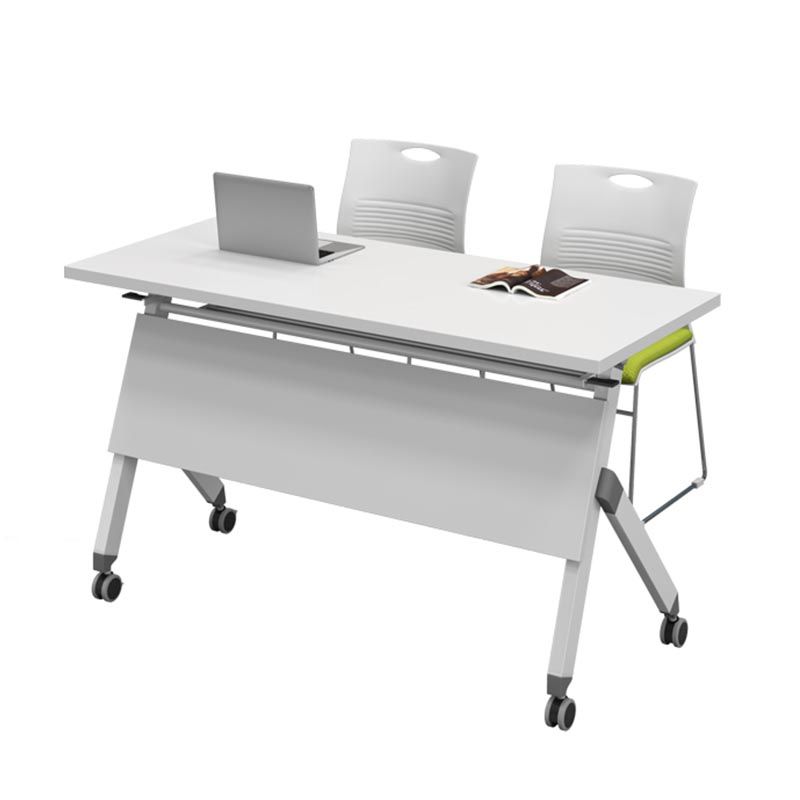 Modern Style Folding Office Desk Manufactured Wood Top Desk with Wheels