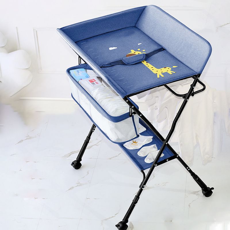 Modern Metal Changing Table 2-in-1 Baby Changing Table with Basket