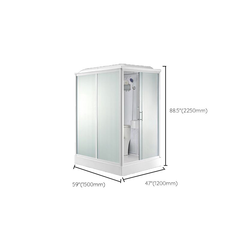 Modern Frosted Glass Single Sliding Shower Enclosure Framed Shower Enclosure in White