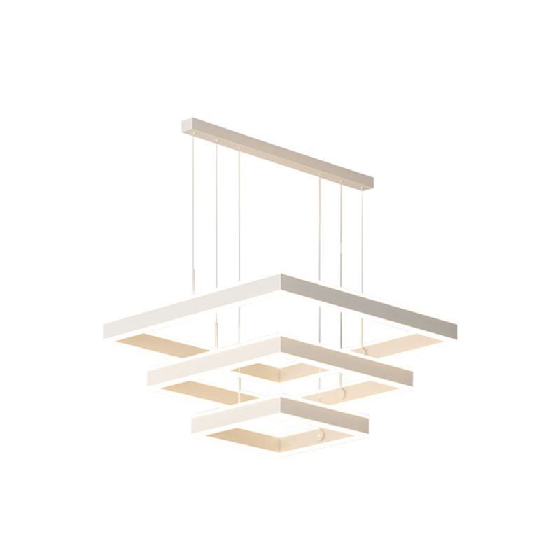 Squared Shade Chandelier Lights Modern Metal 6-Light Chandelier Lighting Fixtures en blanc