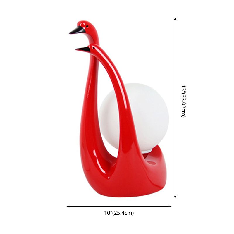 Swan Shaped Wedding Room Nightstand Lamp Opaline Glass 1-Light Modern Table Light