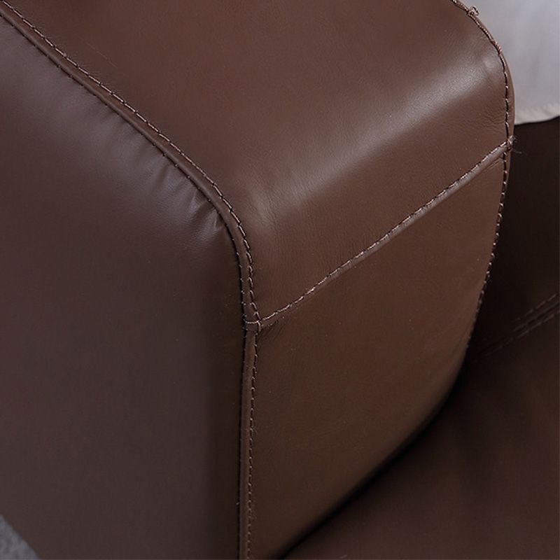 Divano a braccio quadrato e chaise autentica in pelle marrone scuro sezionale per soggiorno