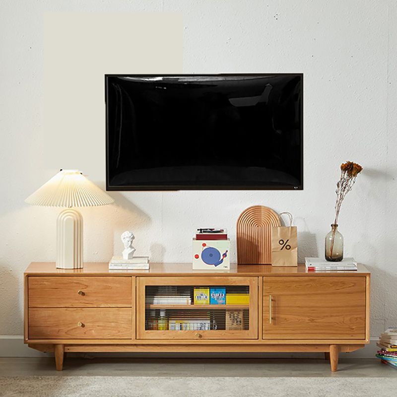 Scandinavian TV Media Console Solid Wood TV Stand for Living Room