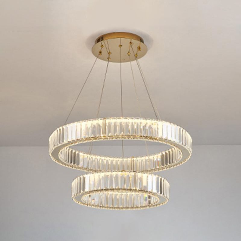 Circular Pendant Lighting Fixtures Modern Crystal Ceiling Chandelier