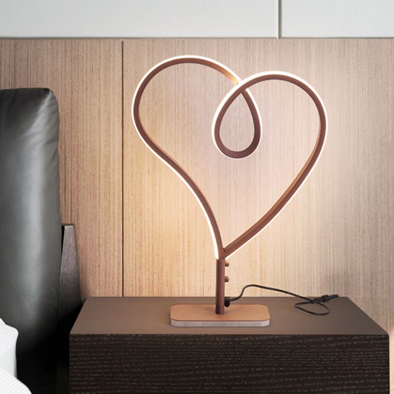 Heart Acrylic Task Lighting Contemporary LED Coffee Small Desk Lamp in Warm/White Light