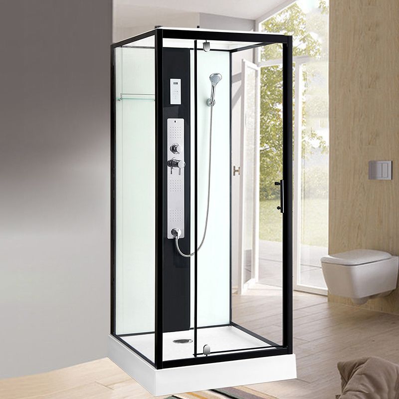 Modern Shower Stall Black Framed Shower Head Drainer Shower Stall