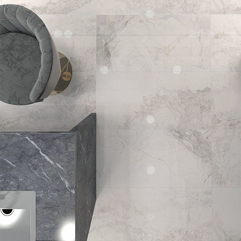 Rectangle White Singular Tile Marble Floor and Wall for Bathroom