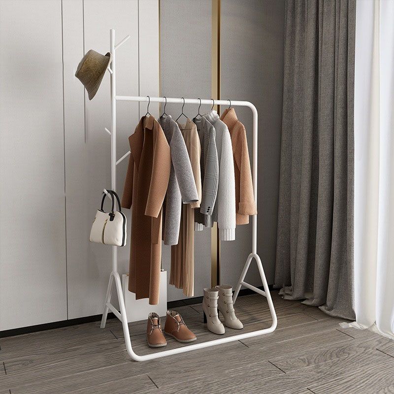 Modern Metal Hall Stand Hanging Rail and 5 Hooks Entry Hall Tree