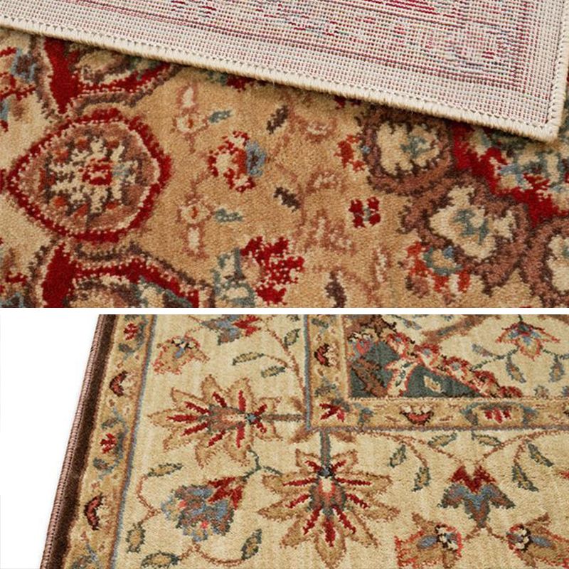 Antique Medallion Carpet White Tone Polyester Rug Non-Slip Backing Carpet for Home Decoration