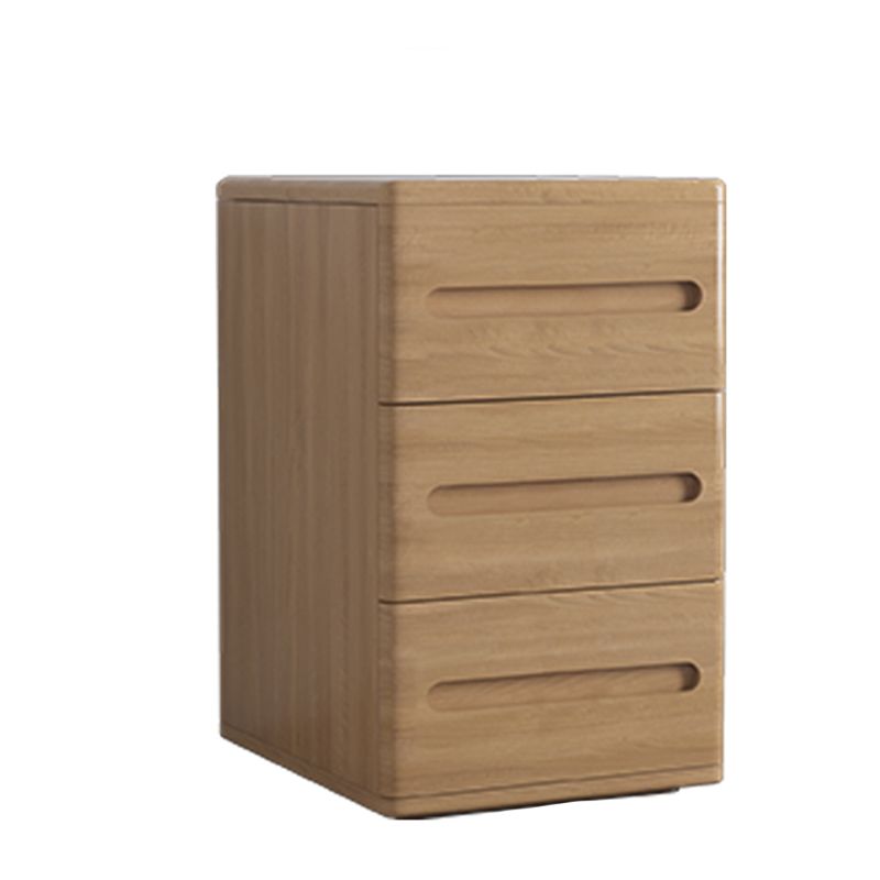 3-Drawer Solid Wood Nightstand Rubber Wood Modern Bedside Cabinet