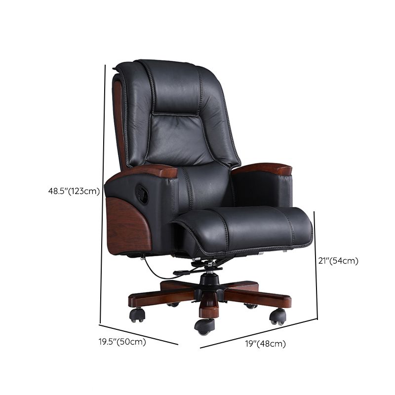 Modern Slide Office Chair Leather Adjustable Seat Height Desk Chair in Black