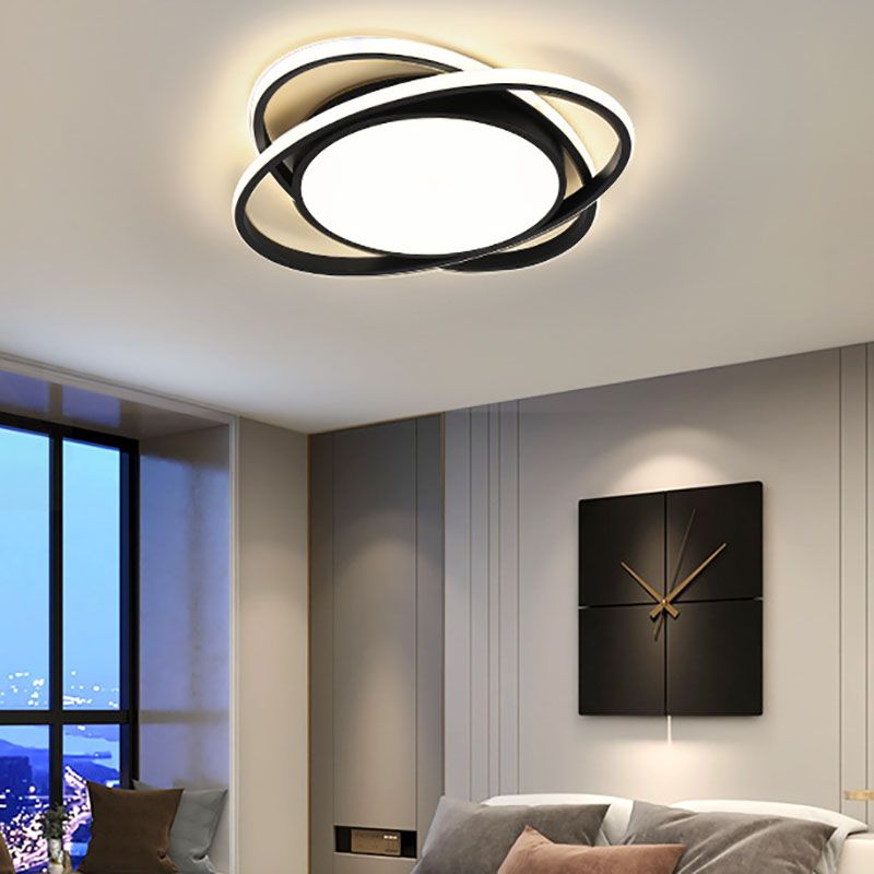 Modern Creative LED Flush Mount Circular 3-Light Ceiling Fixture with Acrylic Shade