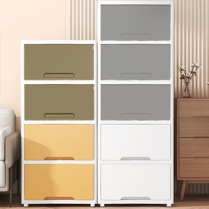 Modern Wardrobe Closet Plastic Kid's Wardrobe with Flap Drawers